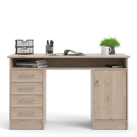 Modern Minimalist Working Desk with Easy Gliding Drawers and Storage Shelves