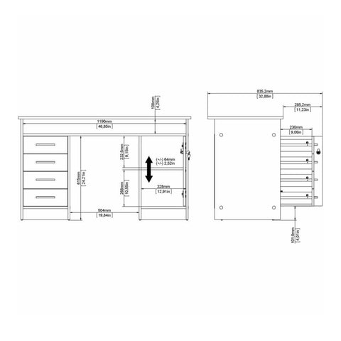 Modern Minimalist Working Desk with Easy Gliding Drawers and Storage Shelves
