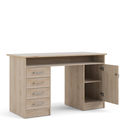 Modern Minimalist Working Desk with Easy Gliding Drawers and Storage Shelves