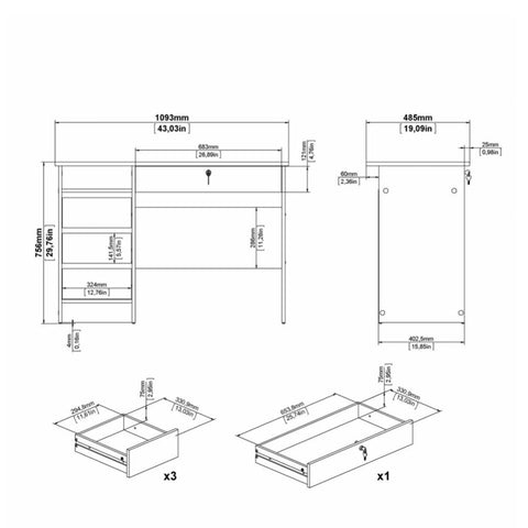 Modern Desk with Minimalist Design and Easy Gliding Drawers