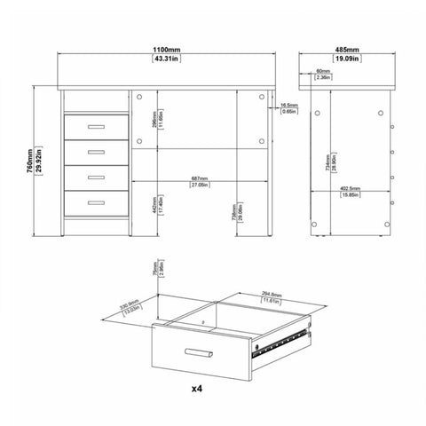 Modern Working Desk with Minimalist Design and Drawers