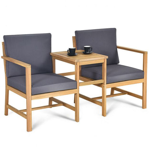 Garden Wooden Chair and Table Set with soft Cushions and Sturdy Design