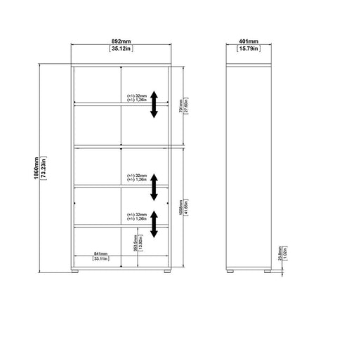 Stylish Laminated Board Bookcase with Doors and Extra Storage Shelves