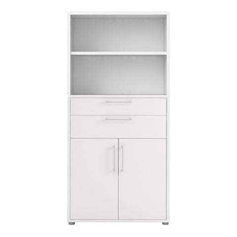 Stylish Laminated Board Bookcase with Doors and Extra Storage Shelves