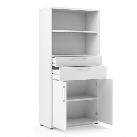 Stylish Laminated Board Bookcase with Doors and Extra Storage Shelves