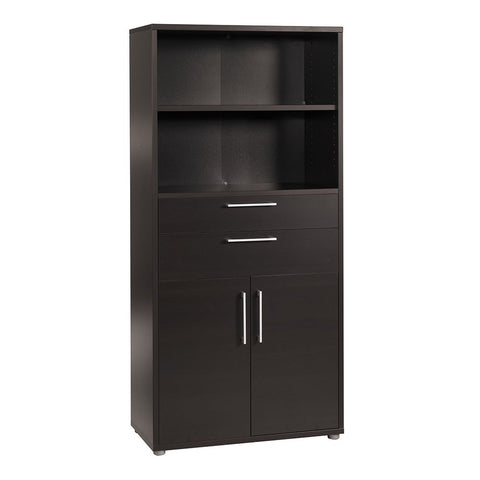 Stylish Laminated Board Bookcase with Doors and Extra Storage Shelves