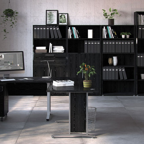 Stylish Laminated Board Bookcase with Doors and Extra Storage Shelves