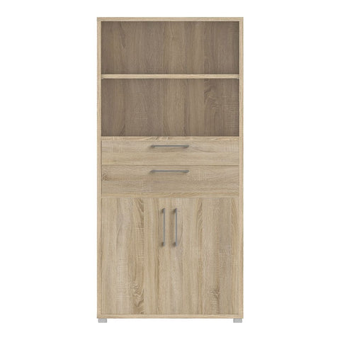 Stylish Laminated Board Bookcase with Doors and Extra Storage Shelves