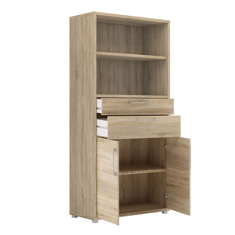 Stylish Laminated Board Bookcase with Doors and Extra Storage Shelves