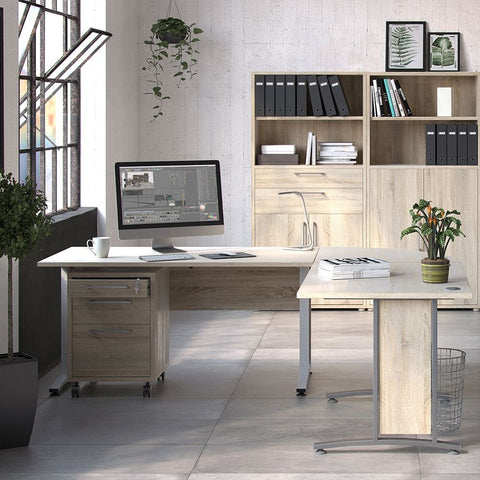 Stylish Laminated Board Bookcase with Doors and Extra Storage Shelves