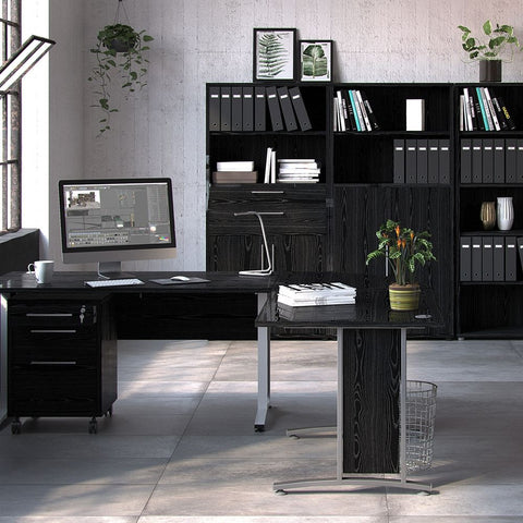 Stylish Laminated Board Bookcase with Doors and Multiple Storage Shelves