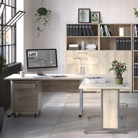 Stylish Laminated Board Bookcase with Doors and Multiple Storage Shelves