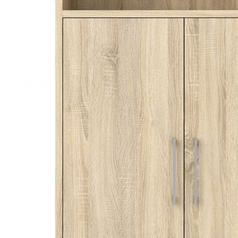 Stylish Laminated Board Bookcase with Doors and Multiple Storage Shelves