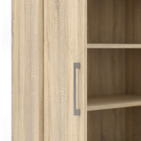 Stylish Laminated Board Bookcase with Doors and Multiple Storage Shelves