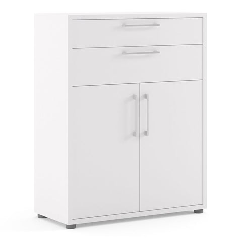 Stylish Laminated Board Bookcase with Doors and Storage Shelves