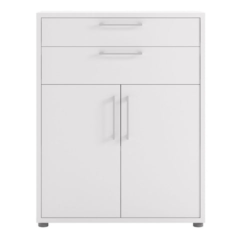 Stylish Laminated Board Bookcase with Doors and Storage Shelves