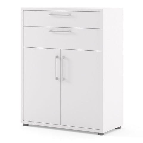 Stylish Laminated Board Bookcase with Doors and Storage Shelves