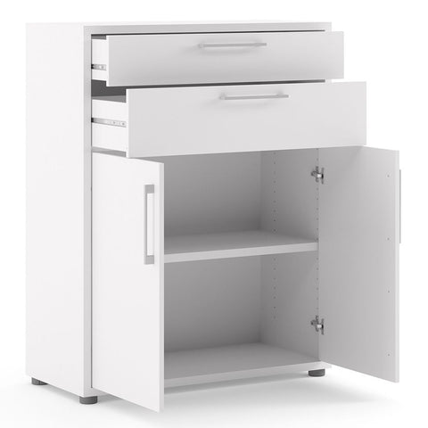Stylish Laminated Board Bookcase with Doors and Storage Shelves
