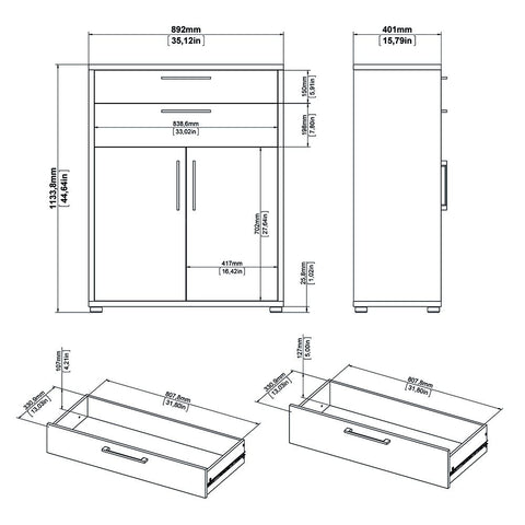 Stylish Laminated Board Bookcase with Doors and Storage Shelves