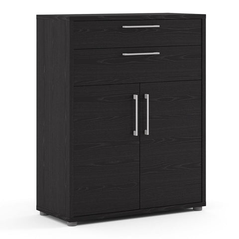Stylish Laminated Board Bookcase with Doors and Storage Shelves