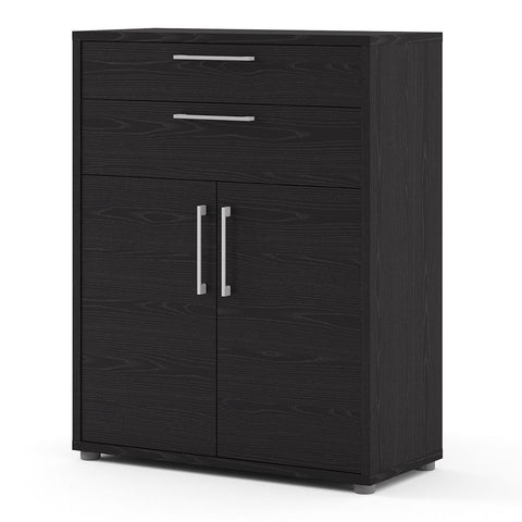 Stylish Laminated Board Bookcase with Doors and Storage Shelves