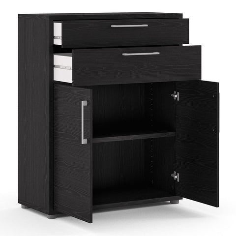 Stylish Laminated Board Bookcase with Doors and Storage Shelves