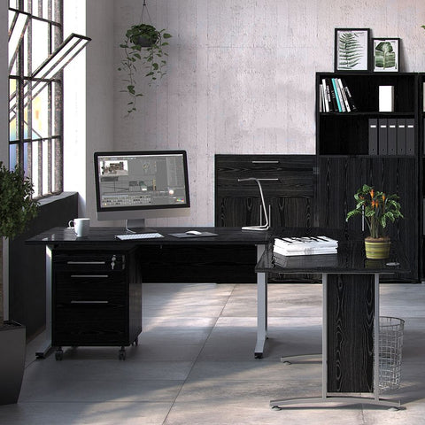 Stylish Laminated Board Bookcase with Doors and Storage Shelves