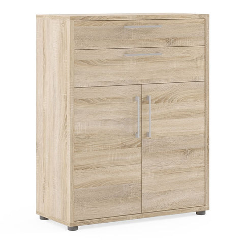Stylish Laminated Board Bookcase with Doors and Storage Shelves