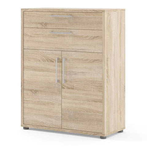 Stylish Laminated Board Bookcase with Doors and Storage Shelves