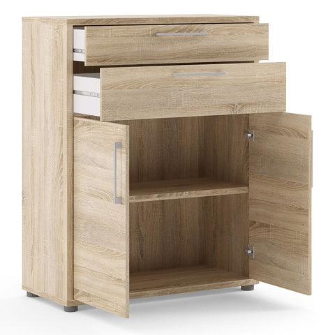 Stylish Laminated Board Bookcase with Doors and Storage Shelves