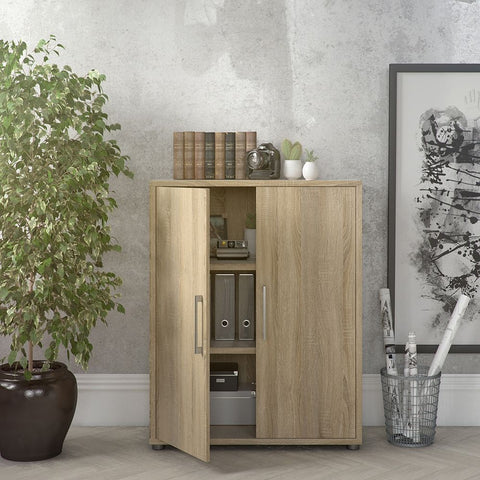 Stylish Laminated Board Bookcase with Doors