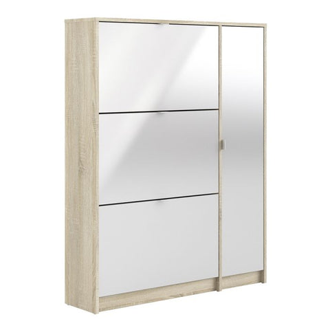 Modern Stylish Shoe Cabinet with Flip Down Doors and Ample Storage in White