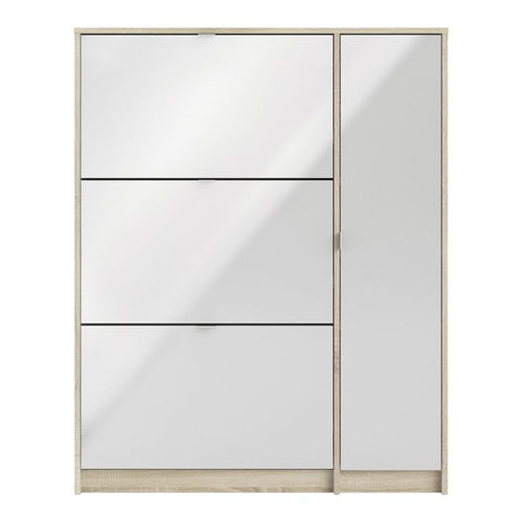 Modern Stylish Shoe Cabinet with Flip Down Doors and Ample Storage in White