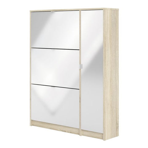 Modern Stylish Shoe Cabinet with Flip Down Doors and Ample Storage in White