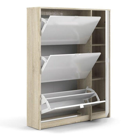 Modern Stylish Shoe Cabinet with Flip Down Doors and Ample Storage in White