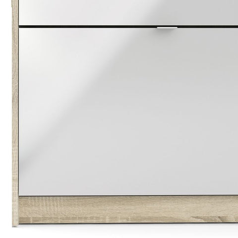Modern Stylish Shoe Cabinet with Flip Down Doors and Ample Storage in White