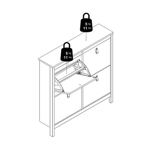 Modern Contemporary Shoe Cabinet with 4 Drawers in White or Matt Black