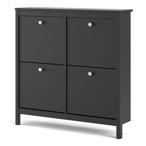 Modern Contemporary Shoe Cabinet with 4 Drawers in White or Matt Black