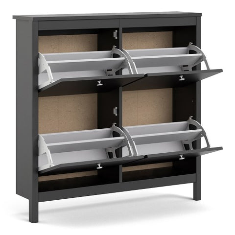 Modern Contemporary Shoe Cabinet with 4 Drawers in White or Matt Black
