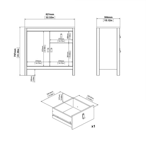 Modern Sideboard in 94cm Length