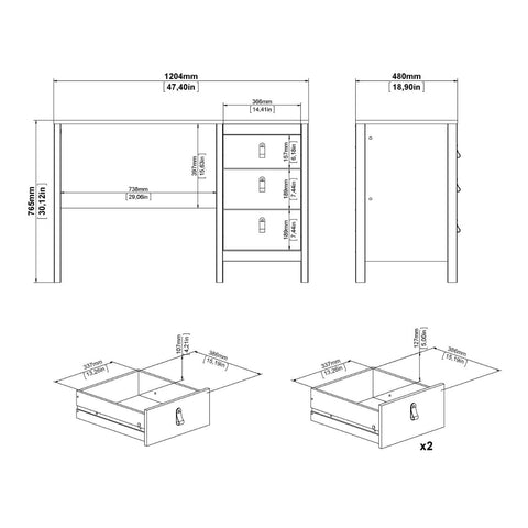 Modern Sleek Working Desk with Drawers and Metal Handles