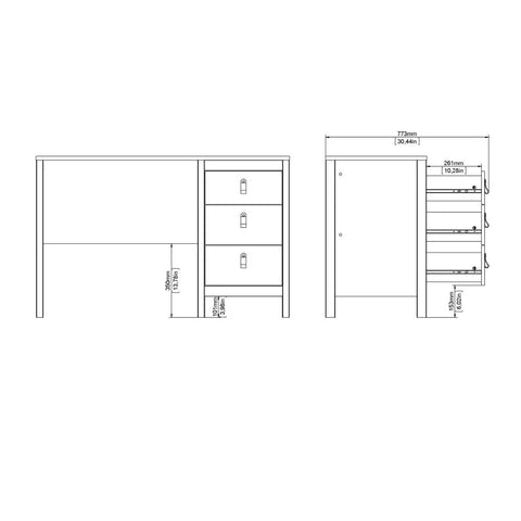 Modern Sleek Working Desk with Drawers and Metal Handles