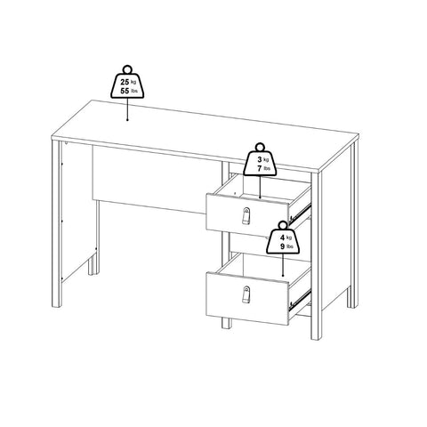 Modern Sleek Working Desk with Drawers and Metal Handles