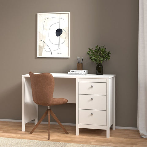 Modern Sleek Working Desk with Drawers and Metal Handles
