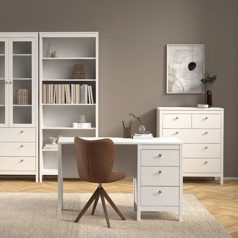 Modern Sleek Working Desk with Drawers and Metal Handles