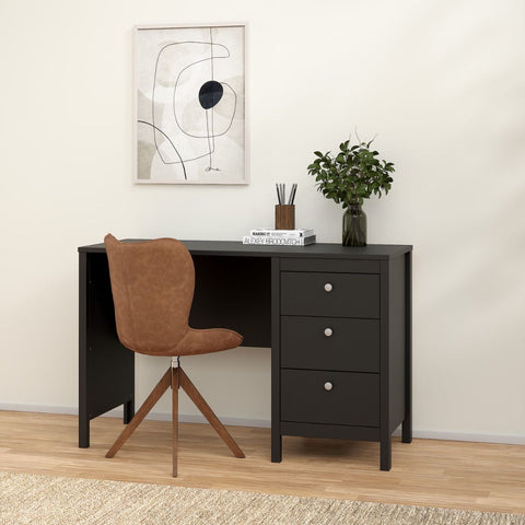 Modern Sleek Working Desk with Drawers and Metal Handles
