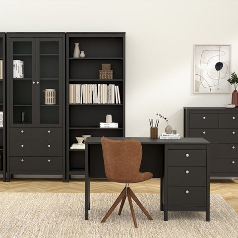 Modern Sleek Working Desk with Drawers and Metal Handles
