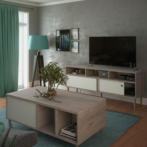 Firenze Coffee Table with Jackson Hickory Oak in White or Black