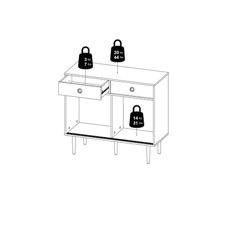 Ferrara Sideboard 2 Cabinet Doors + 2 Drawers with 98cm Width