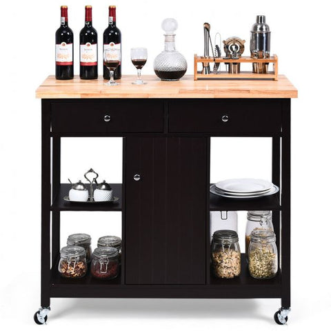 Elegant and Stylish Kitchen Island Cart with Open Shelves and Ample Storage